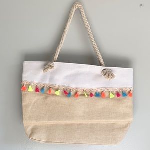Neon Tassel Beach Bag